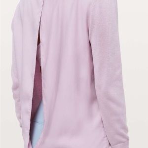 Lululemon Still At Ease Lavender Sweater with Open Back size 8 cashmere blend